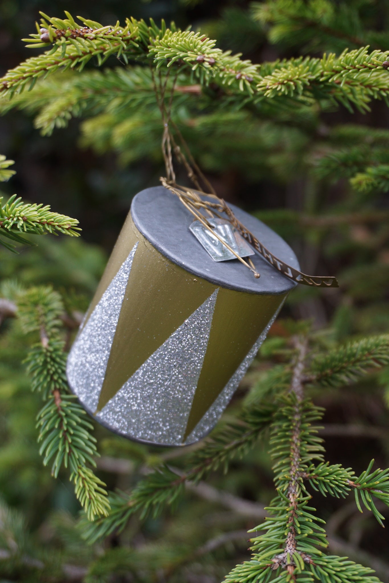 Walther & Co. Zinc Silver & Gold Drum Ornament