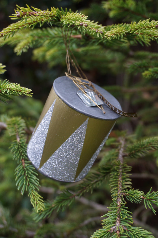 Walther & Co. Zinc Silver & Gold Drum Ornament