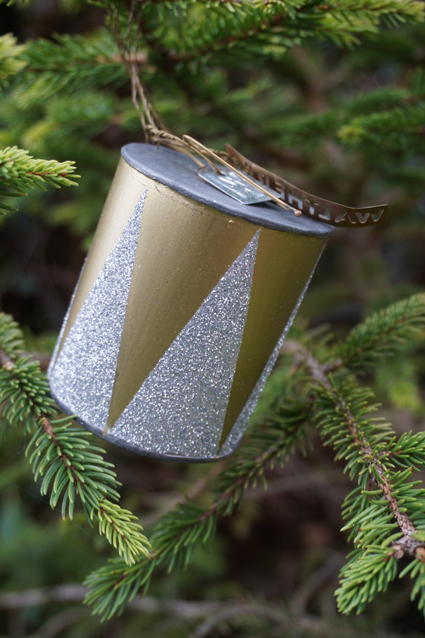 Walther & Co. Zinc Silver & Gold Drum Ornament
