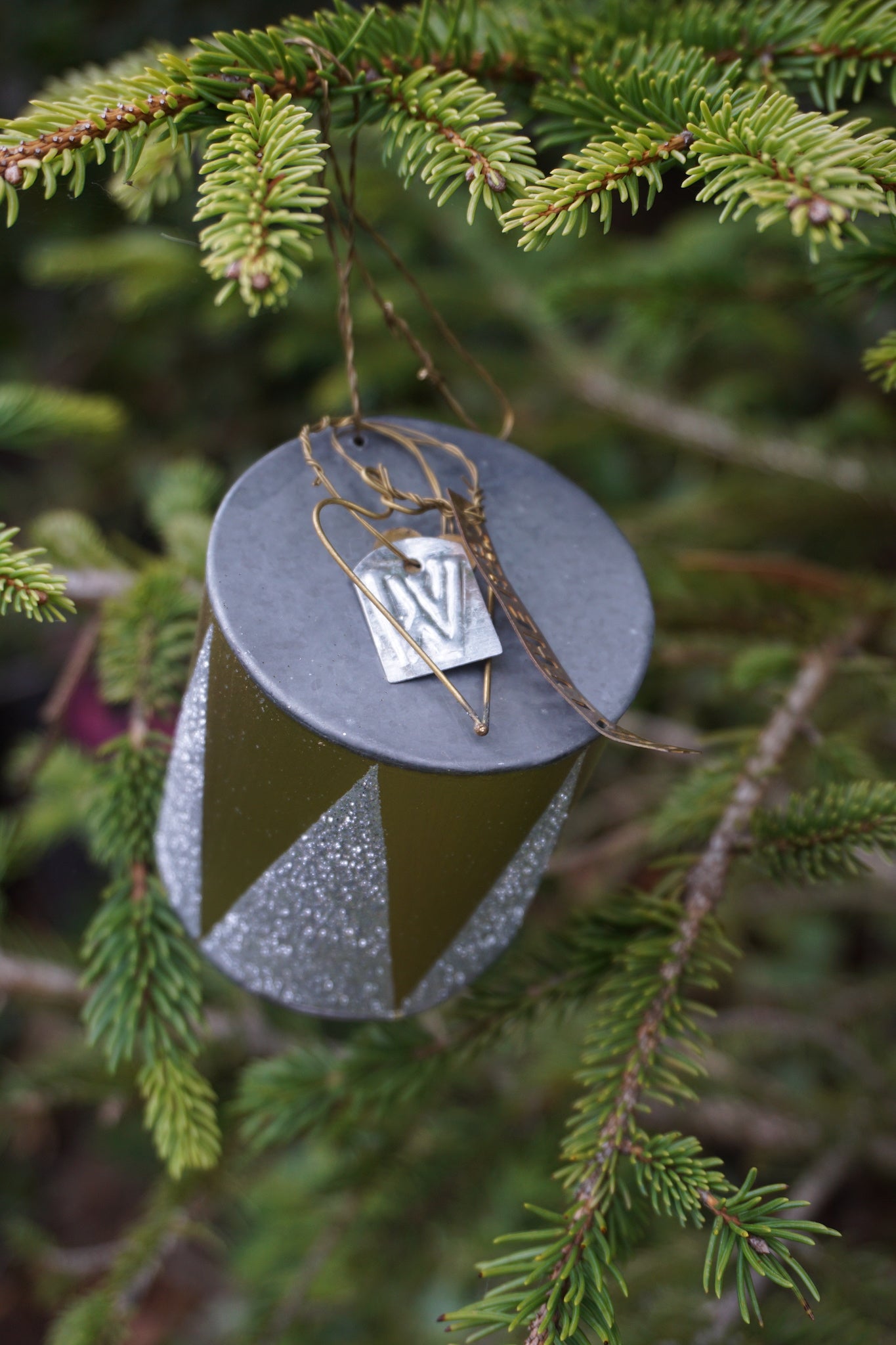 Walther & Co. Zinc Silver & Gold Drum Ornament