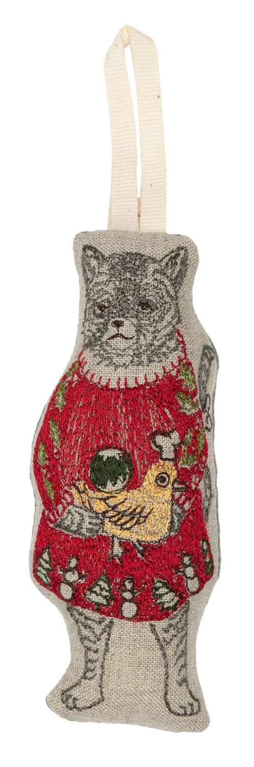 Coral & Tusk Cat With Gifts Ornament