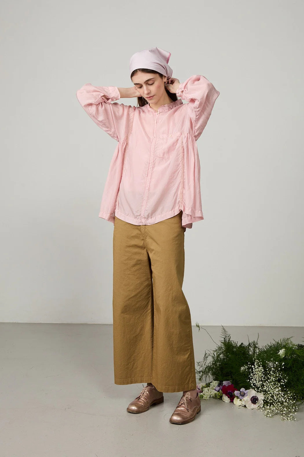 Minina Straight Leg Cotton Drill Trousers - Jute LAST ONE Size 40