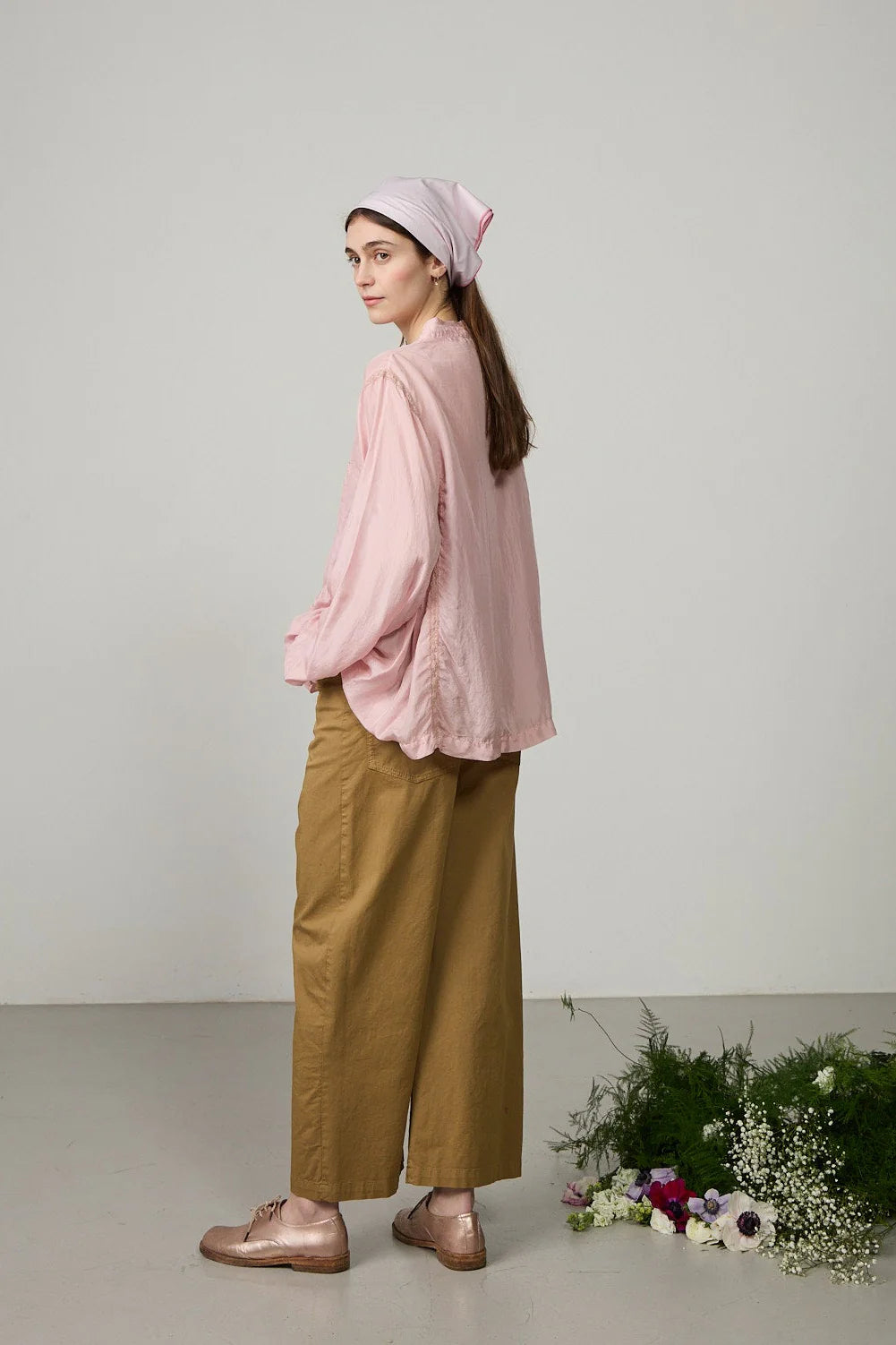 Minina Straight Leg Cotton Drill Trousers - Jute LAST ONE Size 40