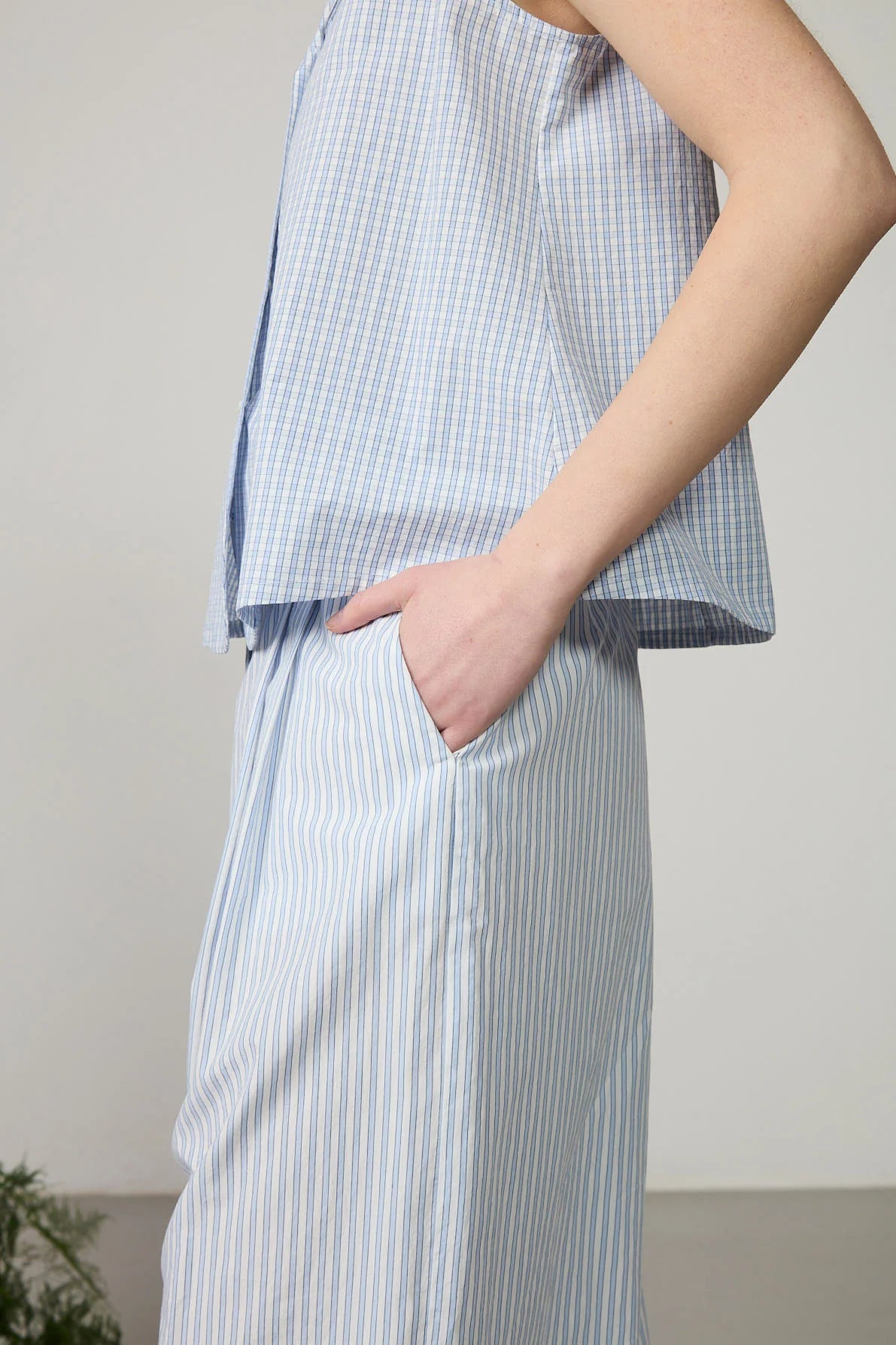 Minina High Waisted Straight Leg Trousers - Japanese Cotton Stripe