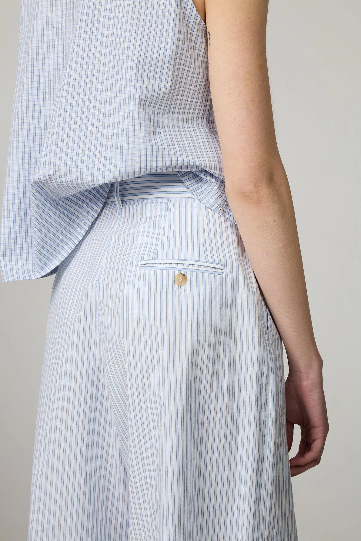 Minina High Waisted Straight Leg Trousers - Japanese Cotton Stripe