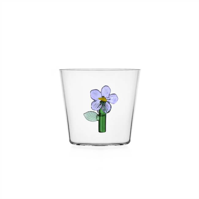 Glass Tumbler Pair - Lilac Flower