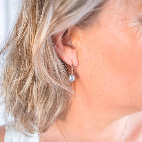 Italian Grey Pearl Drop Earrings
