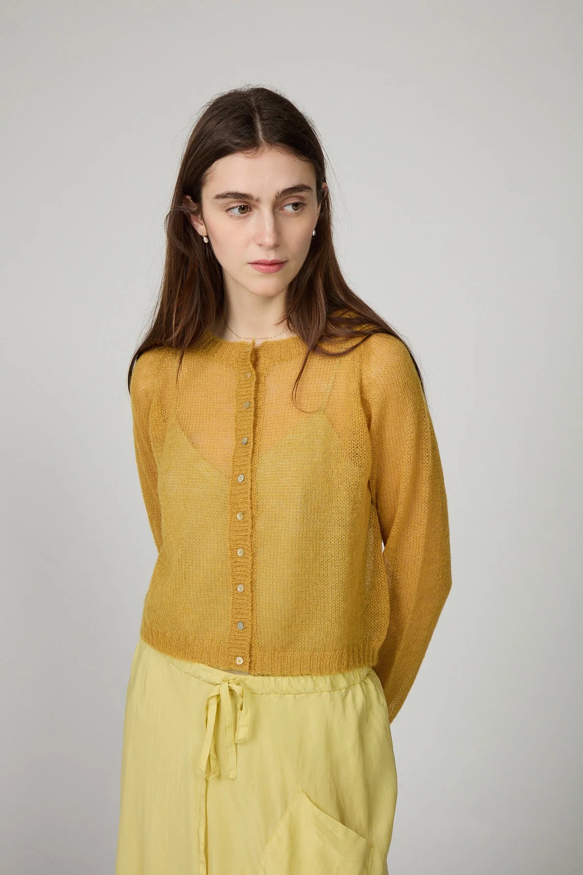 Minina Mohair Cardigan - Mustard LAST ONE Medium