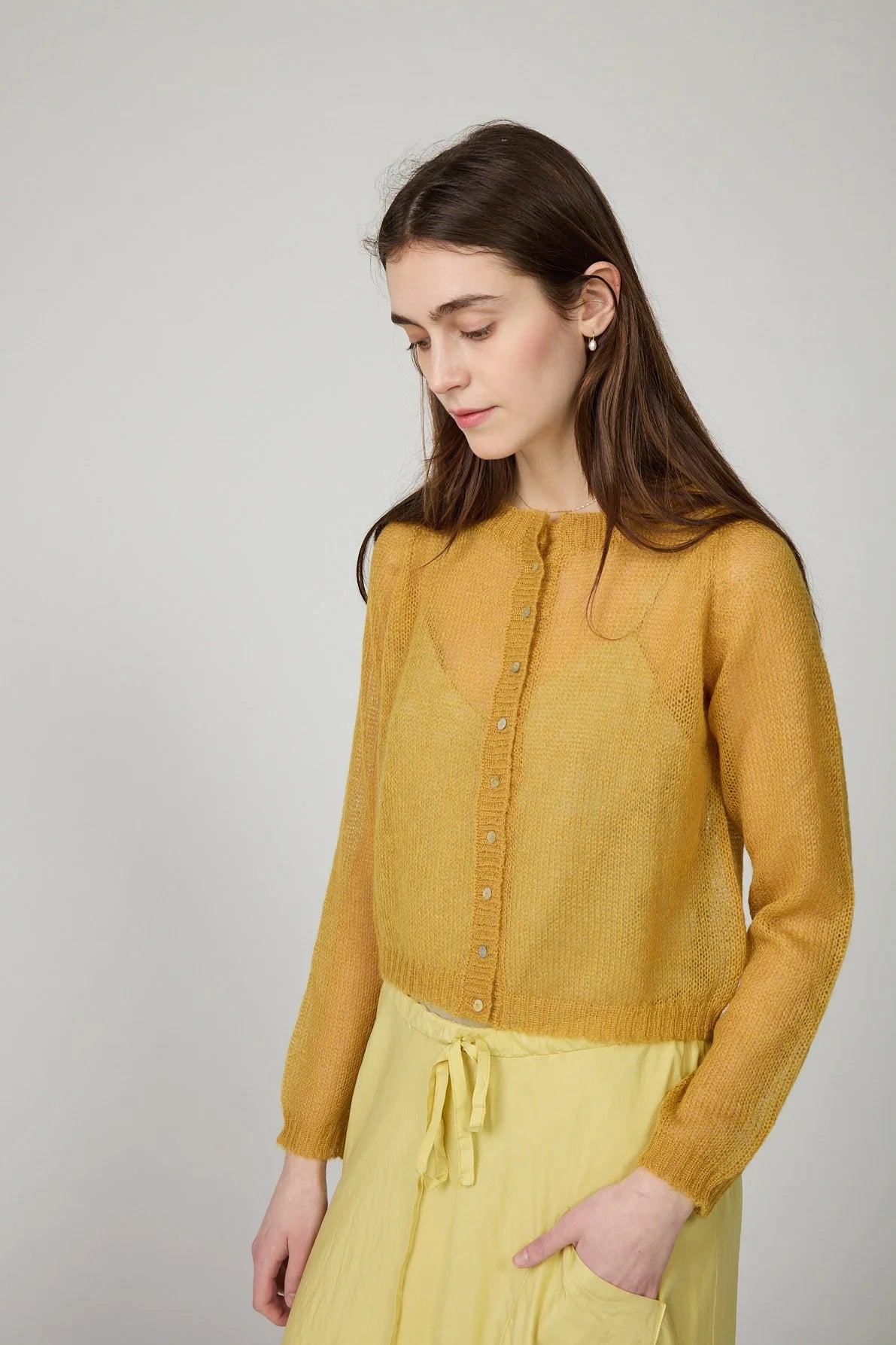 Minina Mohair Cardigan - Mustard LAST ONE Medium