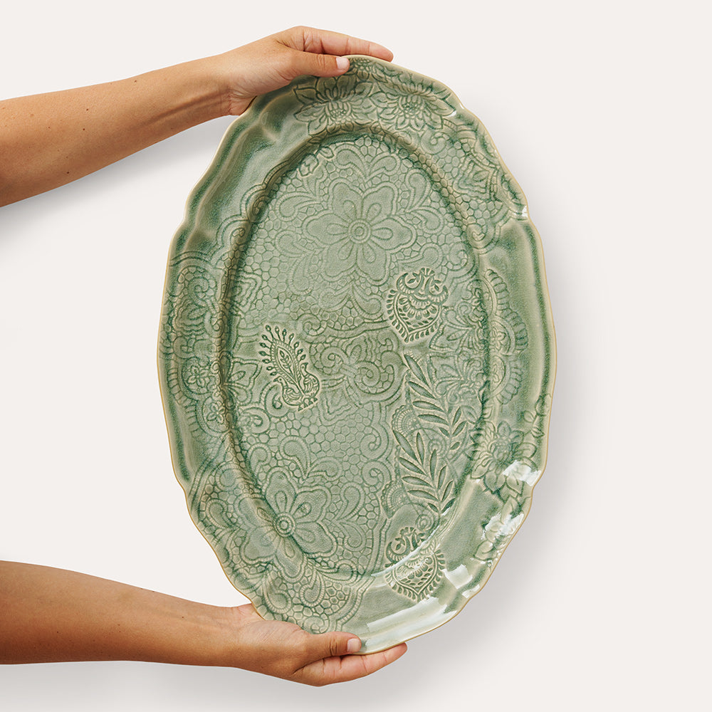 Sthal Sweden Large Oval Platter - Antique