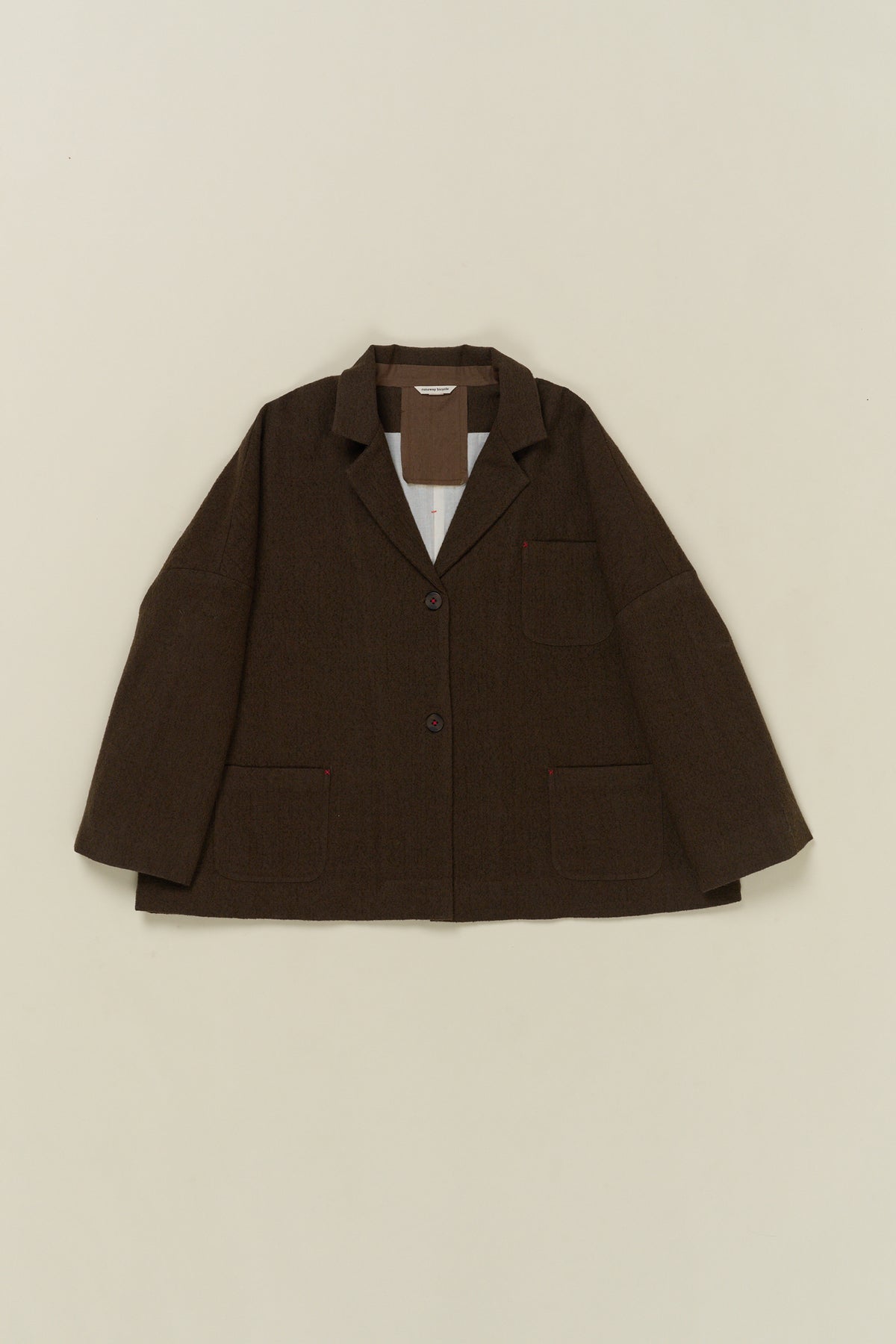 Runaway Bicycle Boxy Wool Jacket - Dark Brown