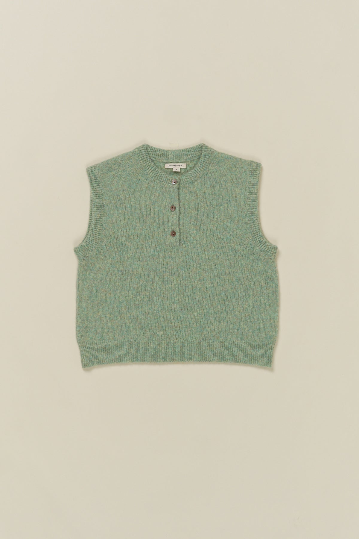 Runaway Bicycle Pale Green Cashmere Button Up Vest