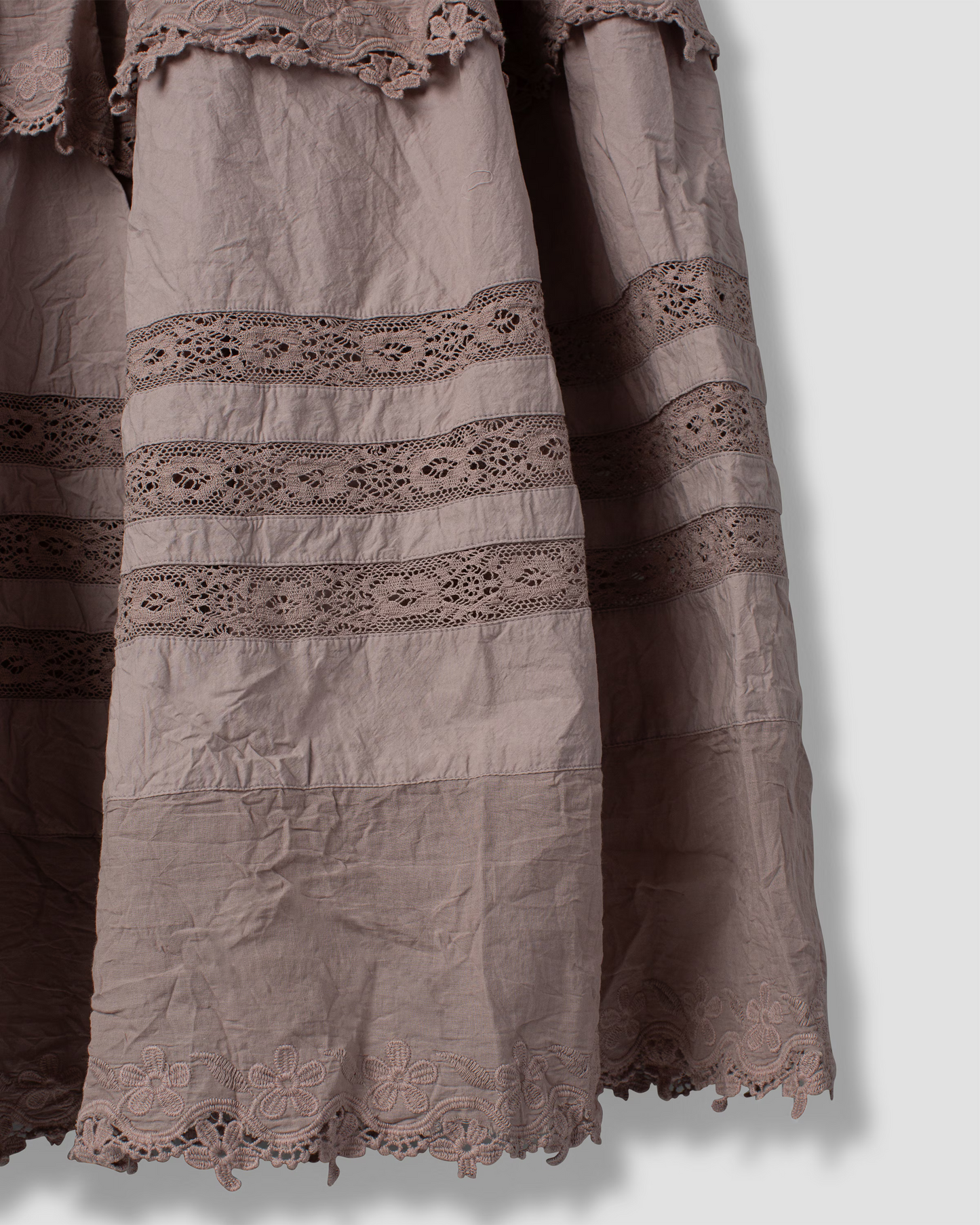 Ewa i Walla 'Fanny' Cotton Skirt With Lace In Grey Mauve