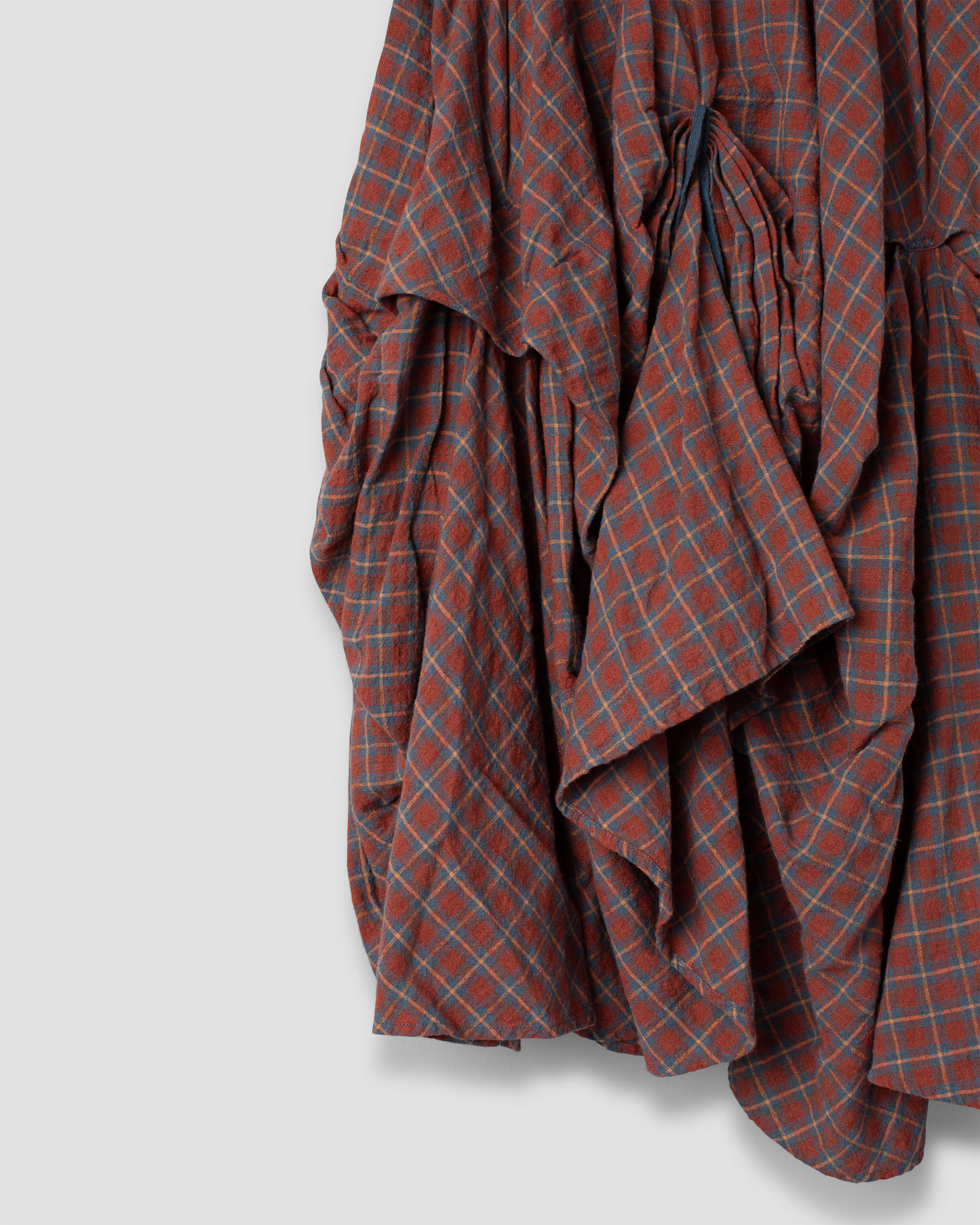 Ewa i Walla 'Wilma' Linen Red Checked Skirt With Draping