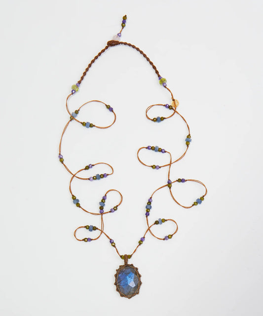 Sharing Tibetan Short Necklace Labradorite Blue