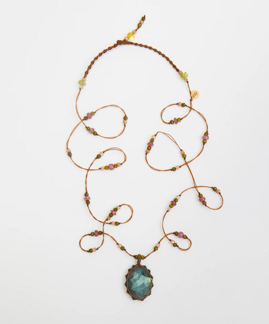 Sharing Tibetan Long Necklace Labradorite Green
