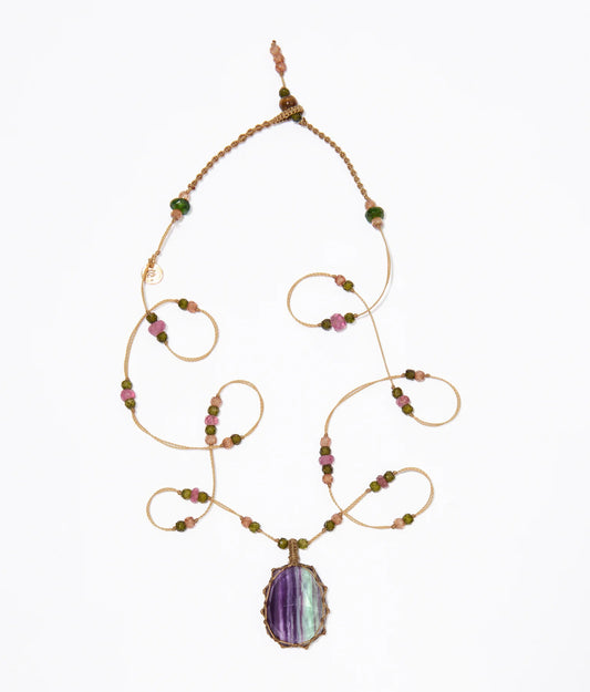 Sharing Tibetan Short Necklace Fluorite Rainbow