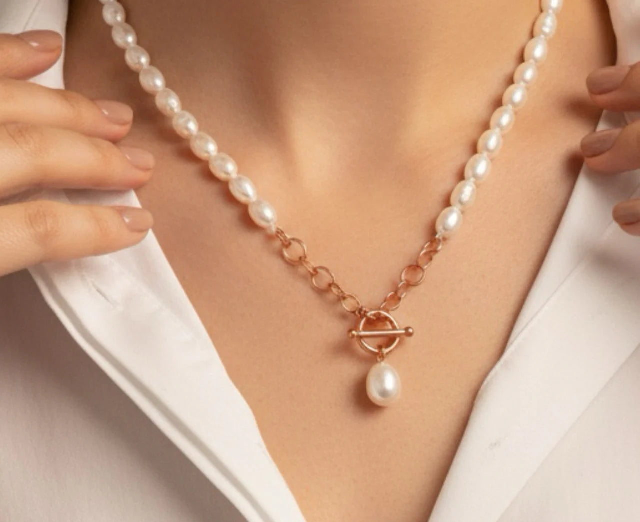 Italian Baroque Pearl Necklace With Rose Gold Clasp