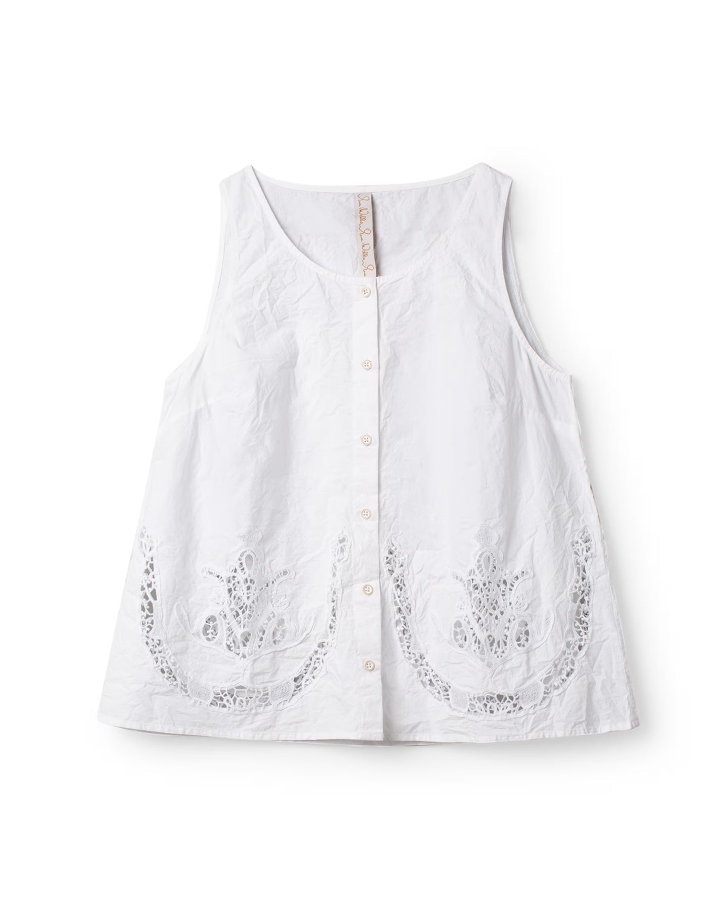 Ewa i Walla 'Laurel' Button Front Top With Lace Details In White