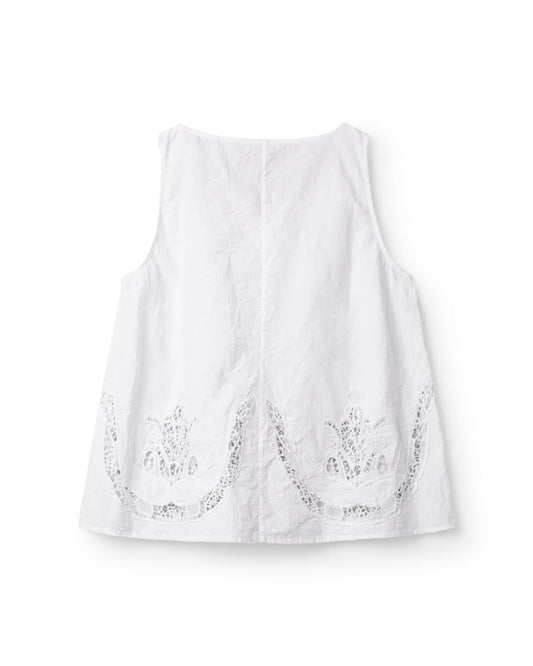 Ewa i Walla 'Laurel' Button Front Top With Lace Details In White