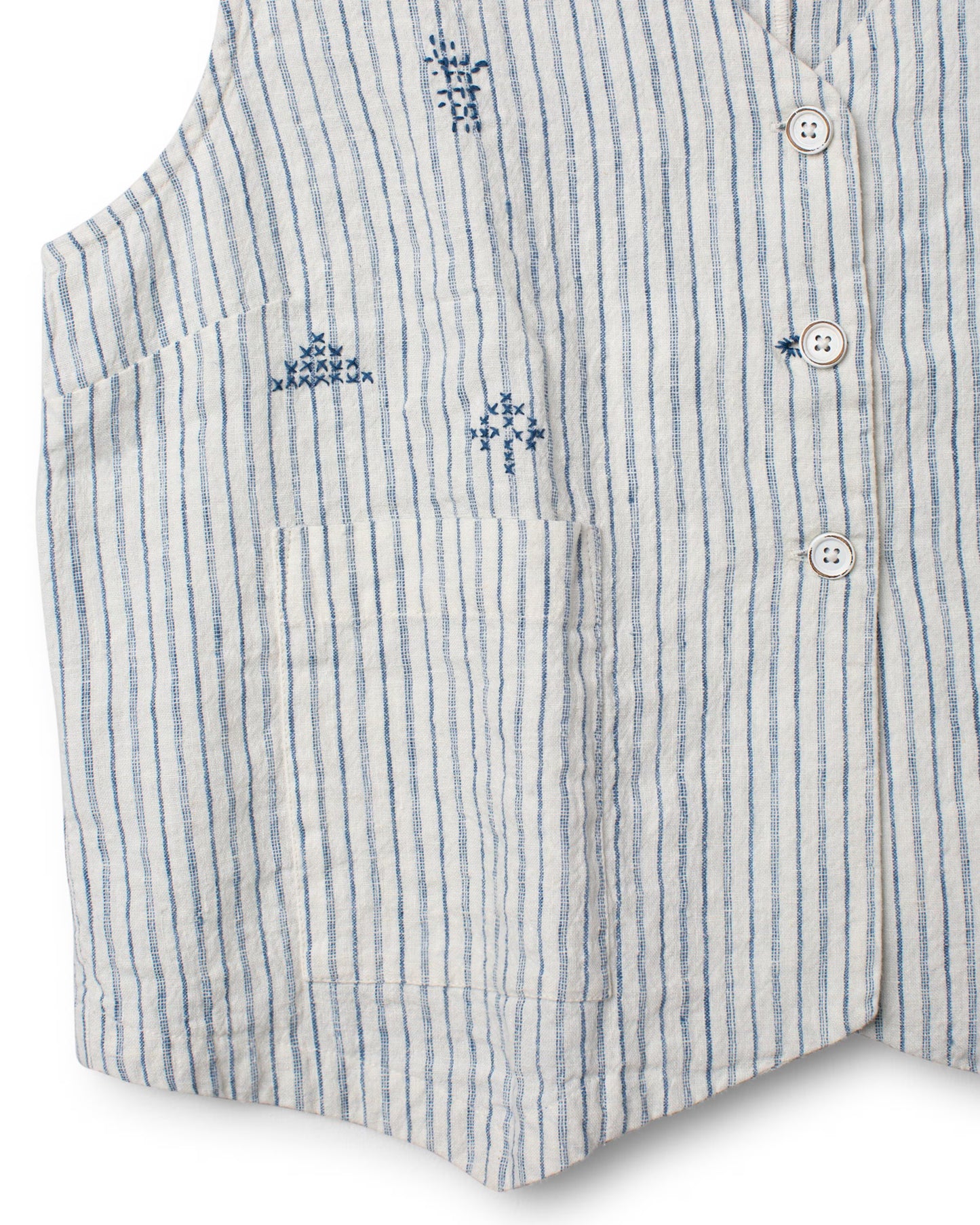Ewa i Walla 'Pomona' Blue Stripe Vest With Embroidery
