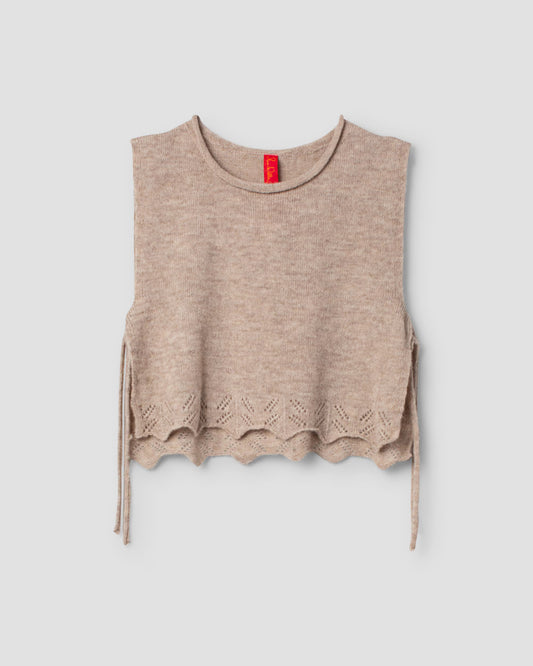 Ewa i Walla 'Mirjam' Baby Alpaca Knitted Vest In Sand