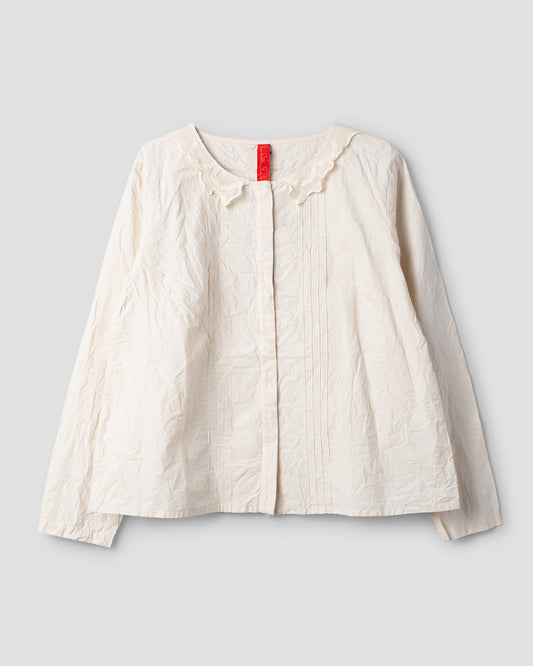 Ewa i Walla 'Lois' Blouse With Lace Collar In Cream LAST ONE Size XS