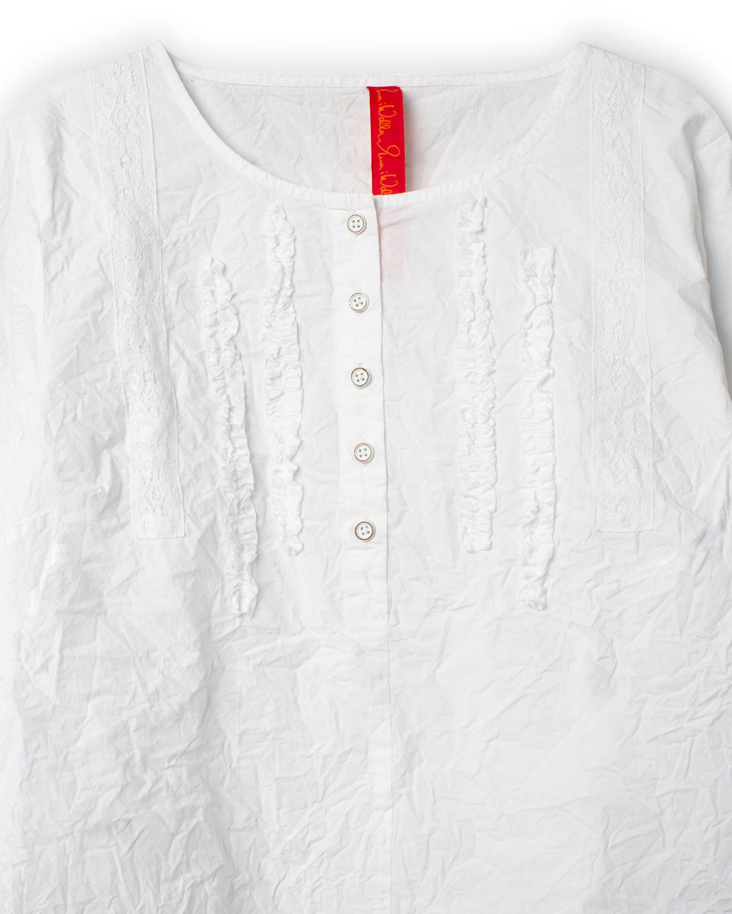 Ewa i Walla 'Hege' Cotton Lace Blouse With Buttoned Front In White LAST ONE Size Small