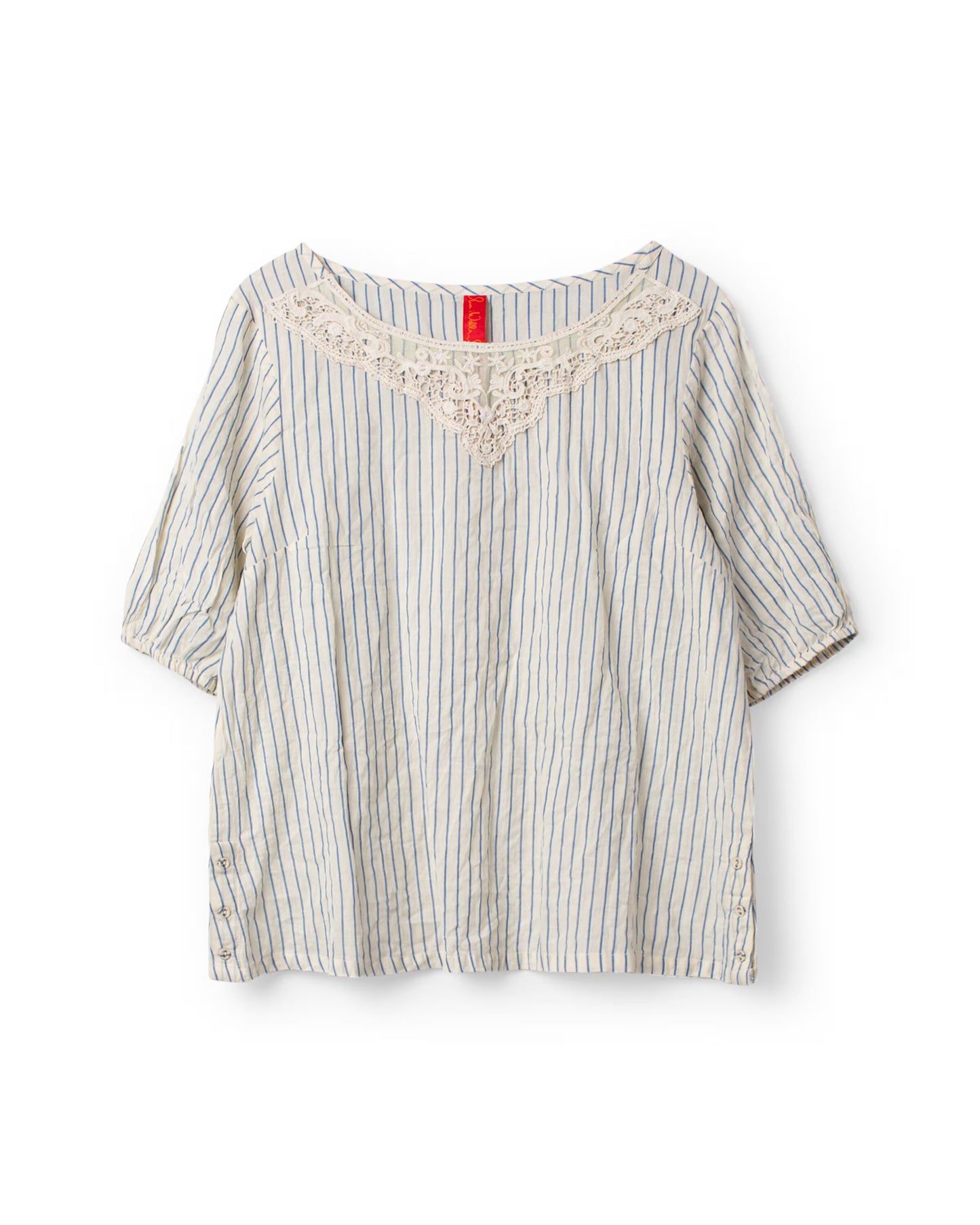 Ewa i Walla 'Simona' Striped Blouse With Lace Neckline