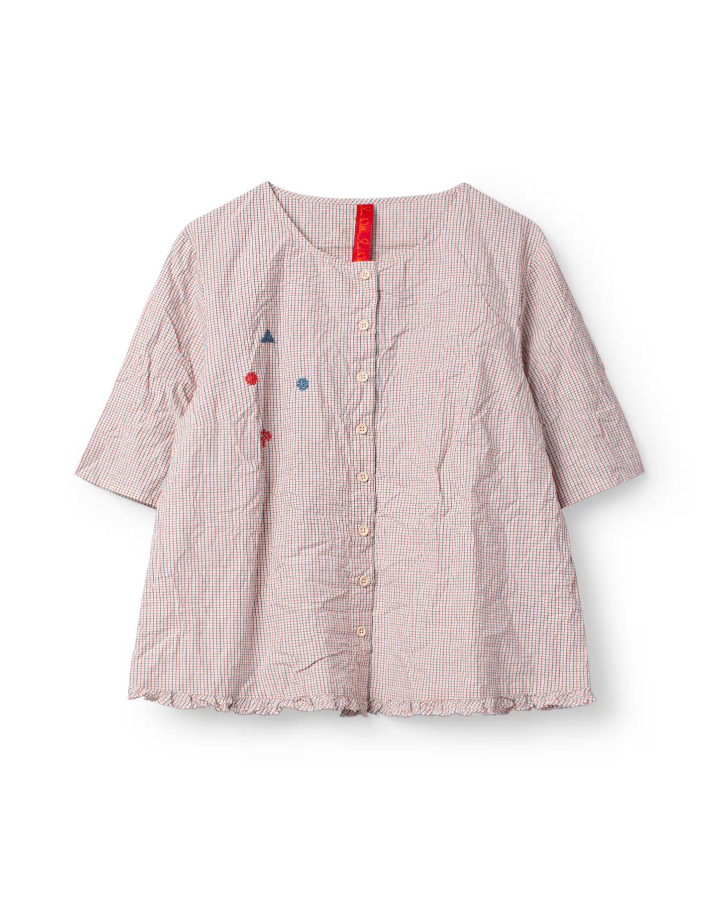 Ewa i Walla 'Rachelle' Checked Blouse With Embroidery