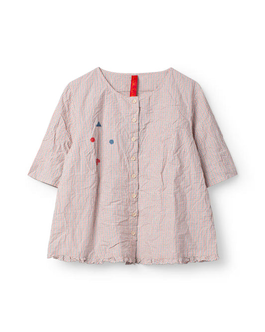 Ewa i Walla 'Rachelle' Checked Blouse With Embroidery