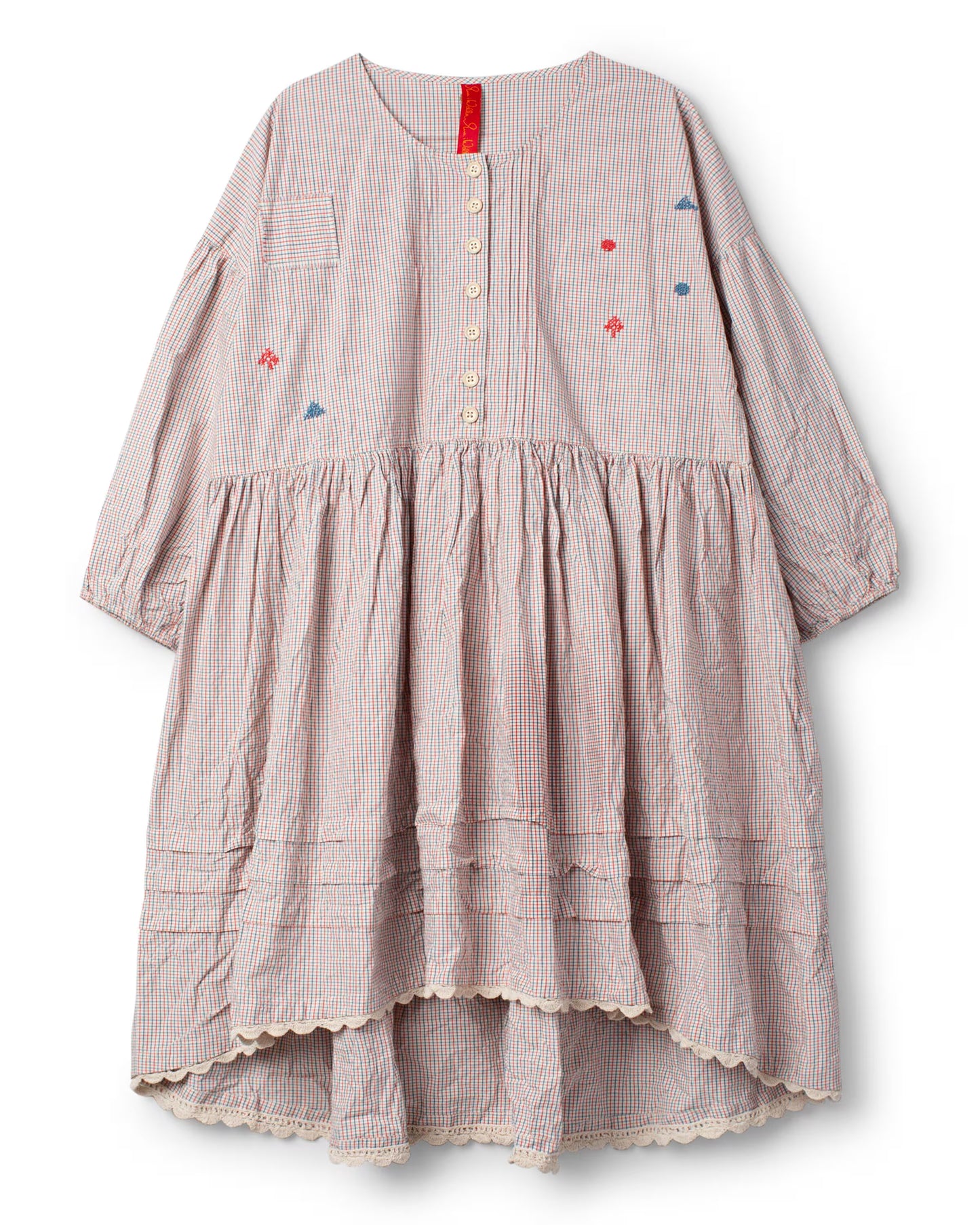 Ewa i Walla 'Pearl' Checked Tunic With Embroidery