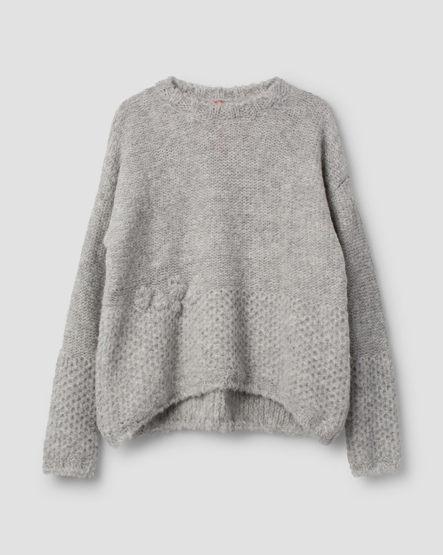 Ewa i Walla 'Lola' Knit Jumper With Embroidered Flowers In Light Grey