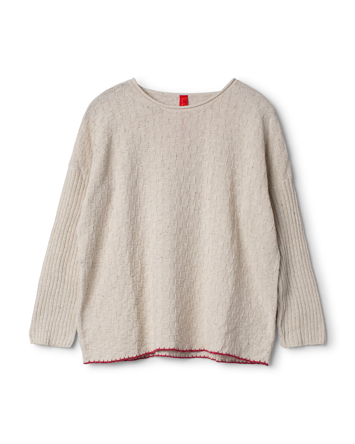 Ewa i Walla 'Raja' Knitted Pullover With Contrast Hem In Cream