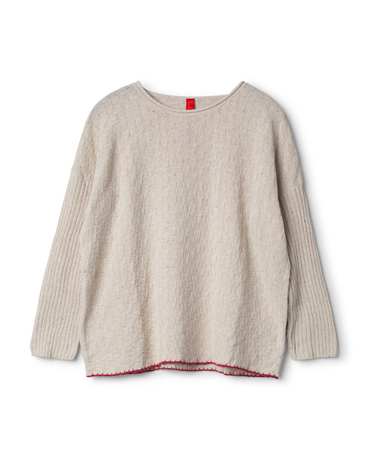 Ewa i Walla 'Raja' Knitted Pullover With Contrast Hem In Cream