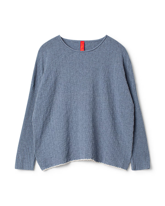 Ewa i Walla 'Raja' Knitted Pullover With Contrast Hem In Blue