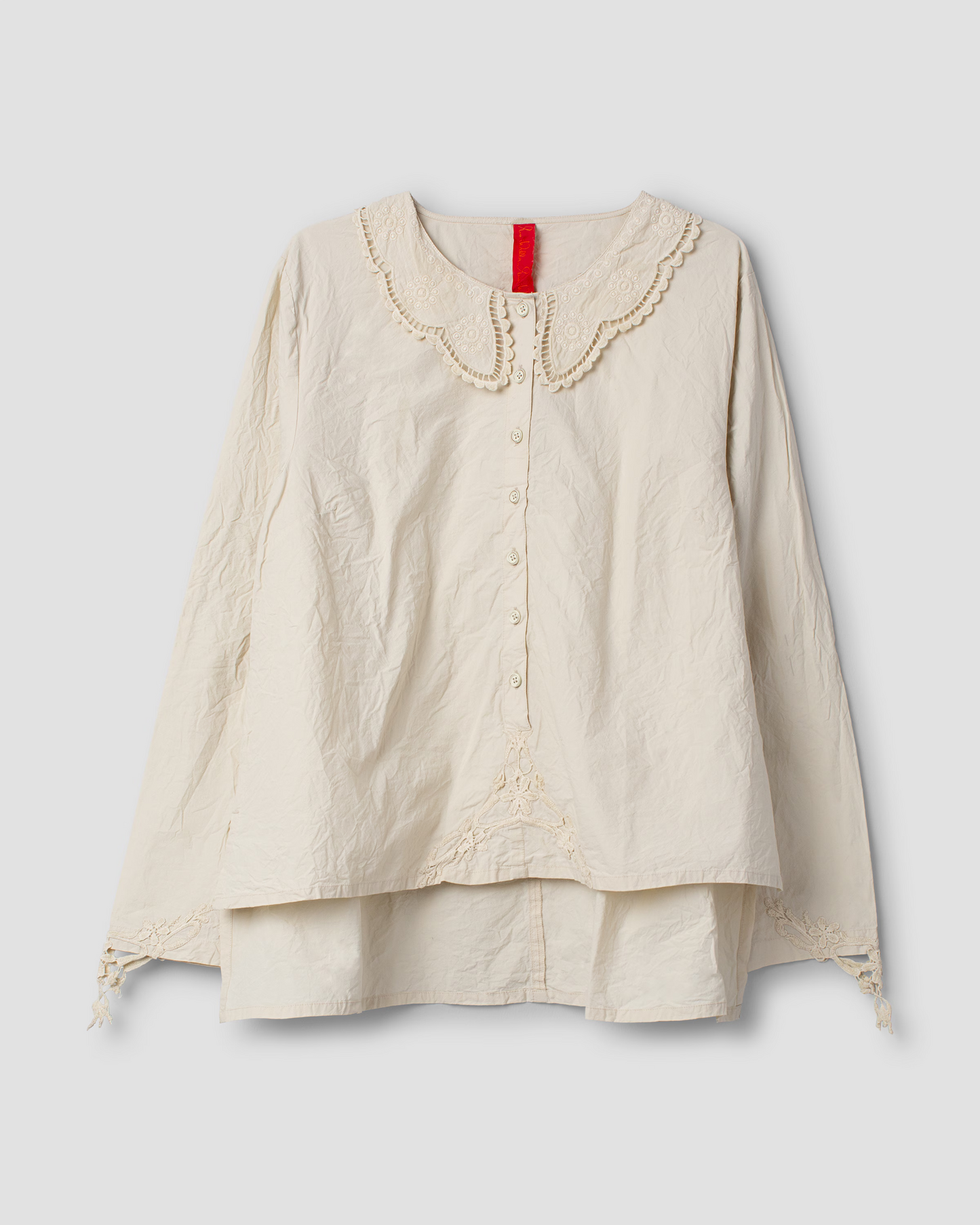 Ewa i Walla 'Hildur' Cotton Blouse With Lace Details In Bone White
