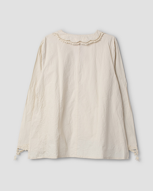Ewa i Walla 'Hildur' Cotton Blouse With Lace Details In Bone White