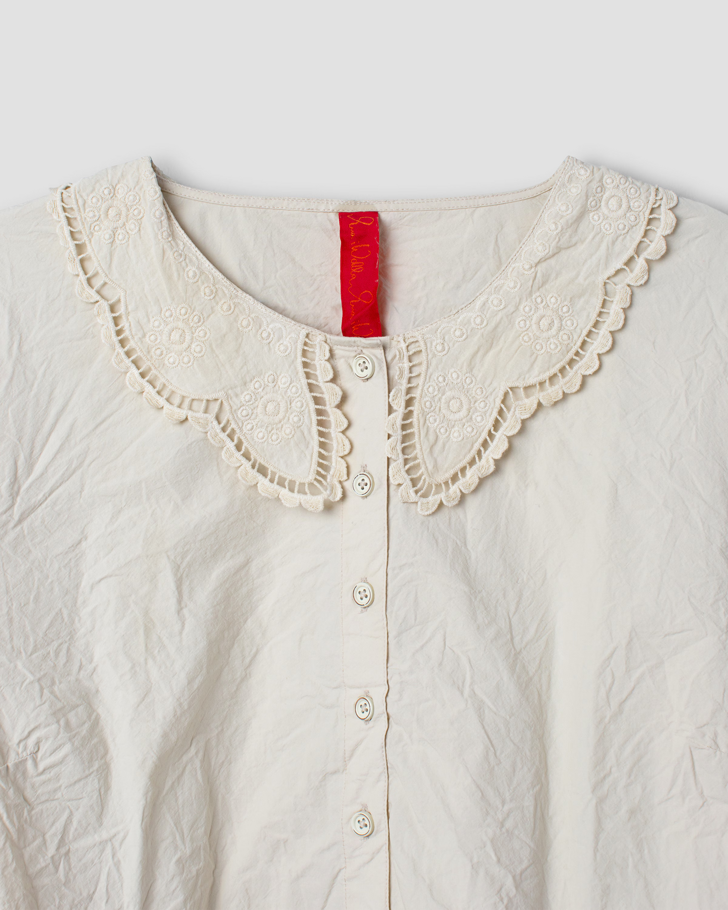 Ewa i Walla 'Hildur' Cotton Blouse With Lace Details In Bone White