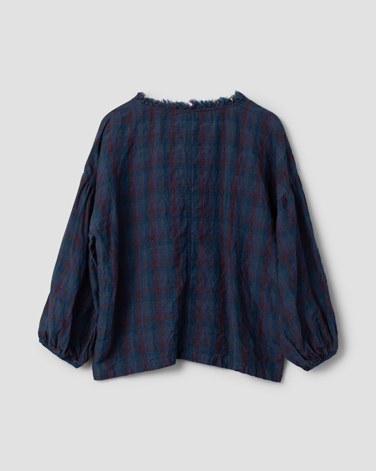 Ewa i Walla 'Penelope' Blue Linen Check Blouse