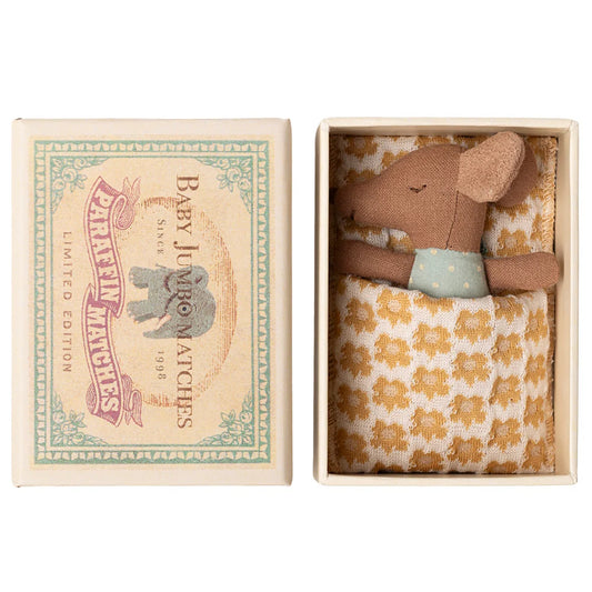 Maileg Sleepy-Wakey Baby Mouse in Matchbox - Blue