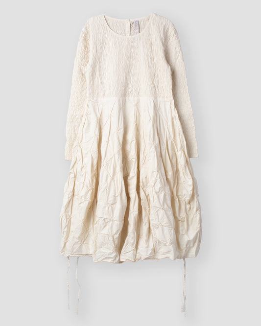 Ewa i Walla 'Claire' Smocked Bodice Dress In Bone