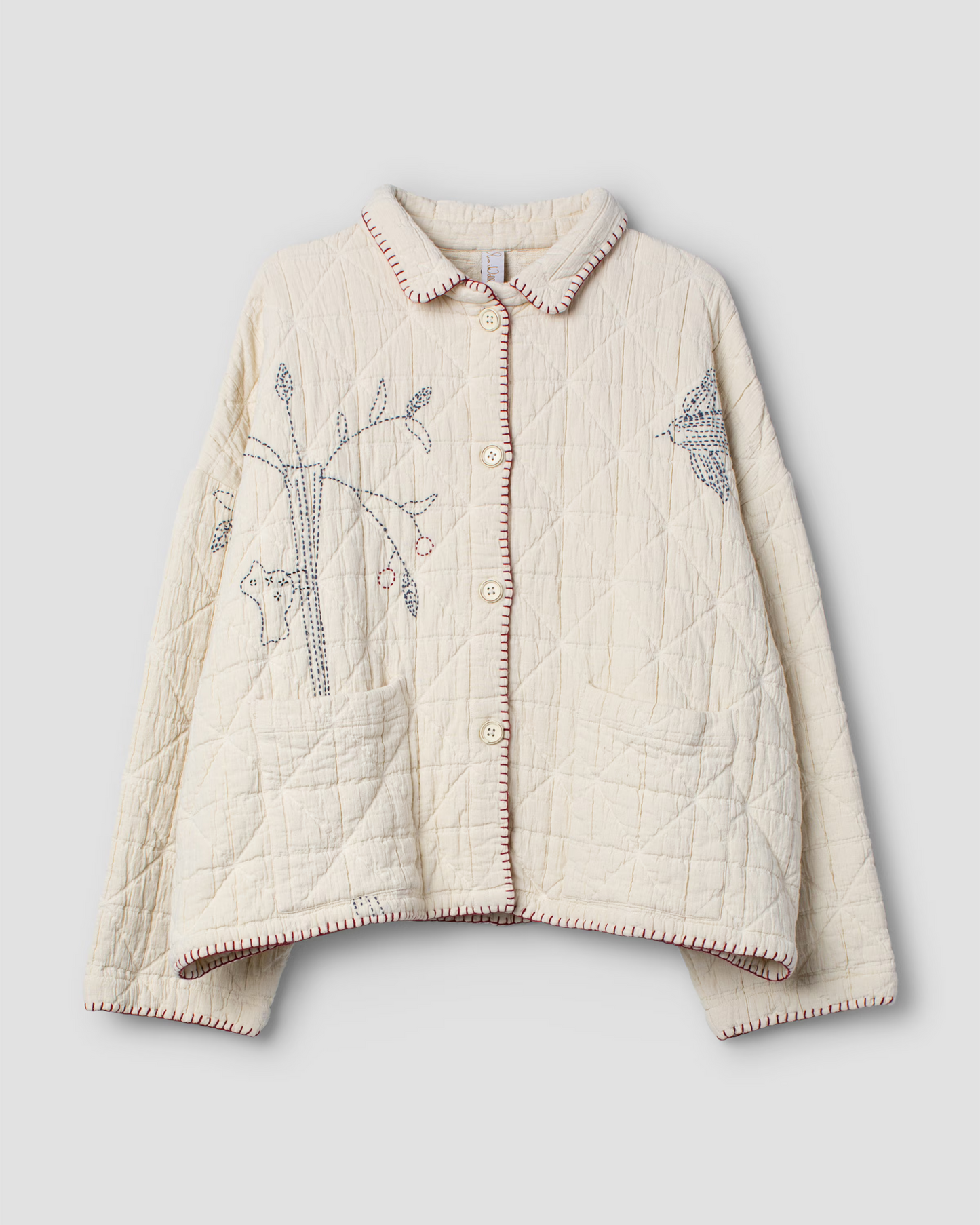Ewa i Walla 'Agnhild' Cream Quilted Jacket With Embroidery