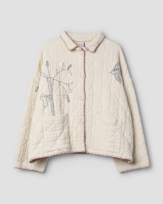 Ewa i Walla 'Agnhild' Cream Quilted Jacket With Embroidery