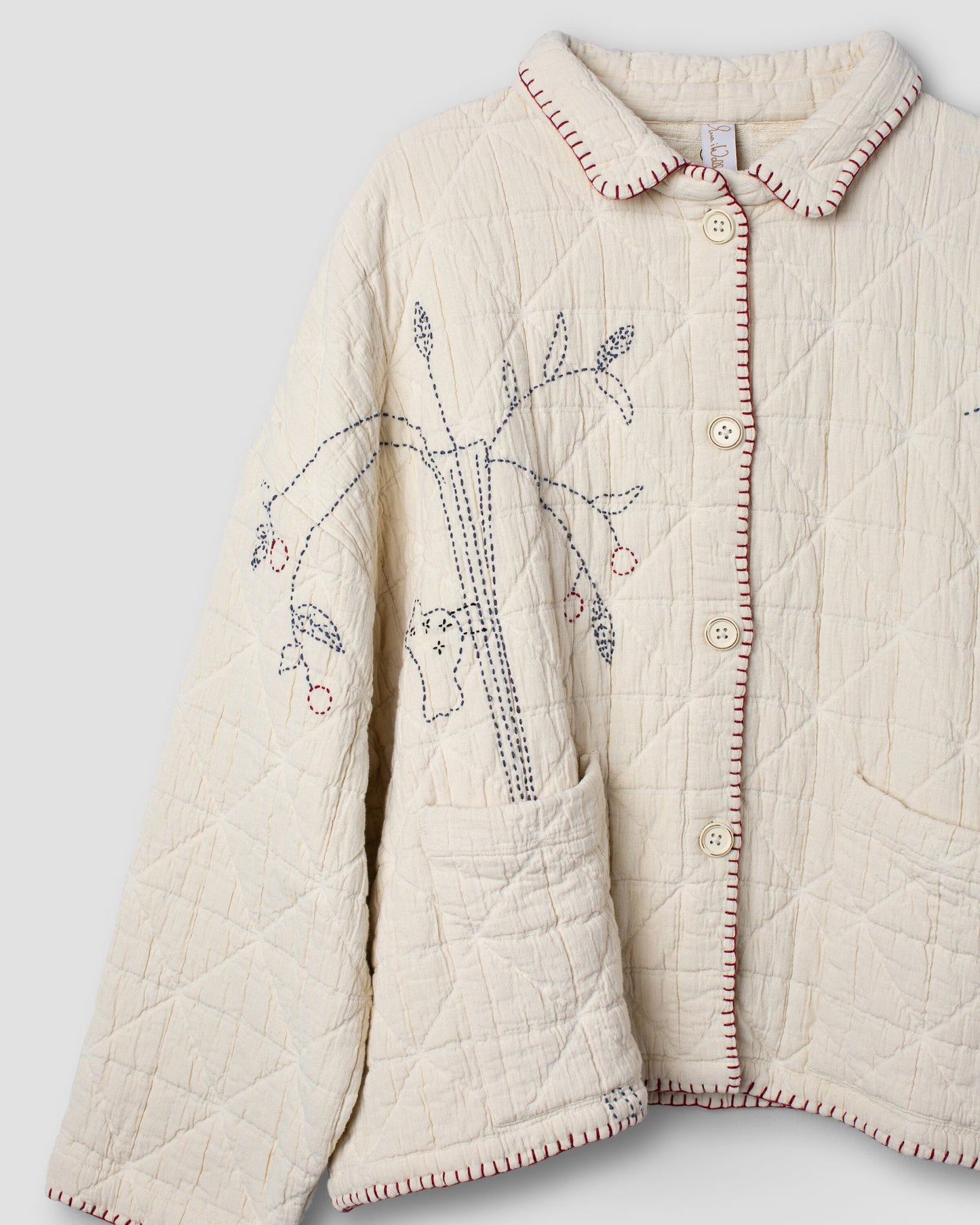Ewa i Walla 'Agnhild' Cream Quilted Jacket With Embroidery