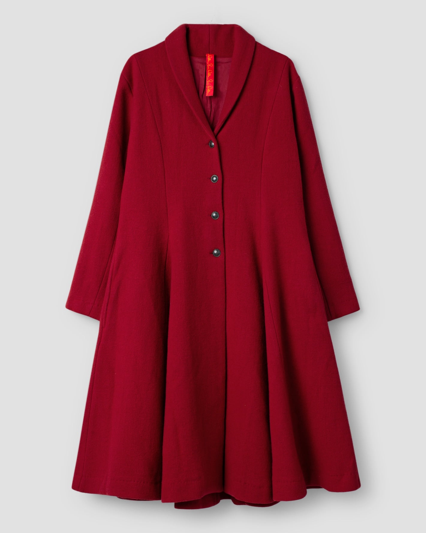 Ewa i Walla 'Majros' Long Wool Coat In Red