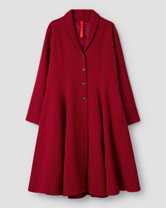 Ewa i Walla 'Majros' Long Wool Coat In Red