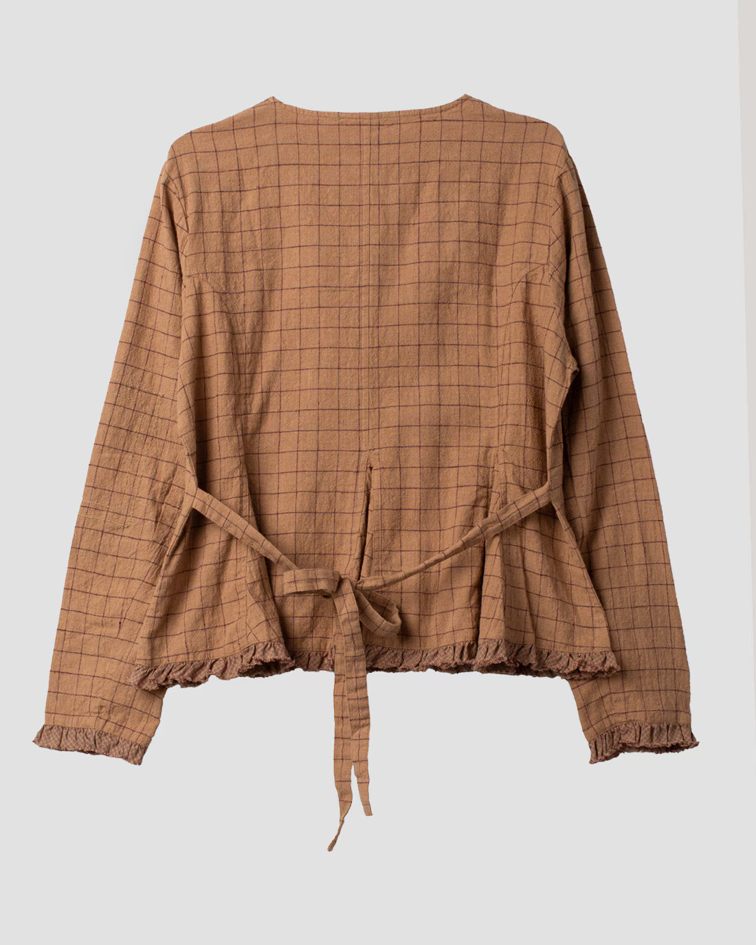 Ewa i Walla 'Annelie' Checked Jacket With Ribbon Tie Back In Cinnamon