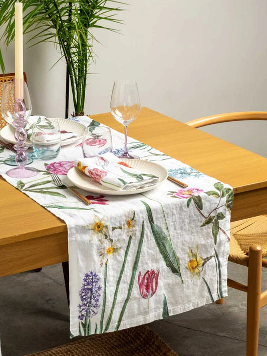 European Linen 'Early Flowers' Table Runner