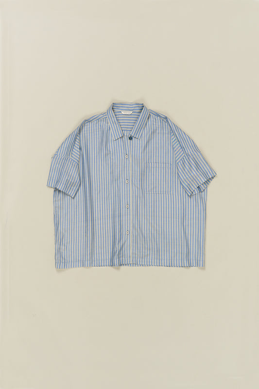 Runaway Bicycle Boxy Short Sleeve Shirt - Blue Stripe